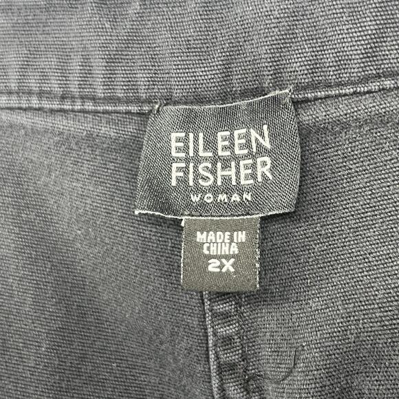 EILEEN FISHER Pants 2X Plus Culotte Capri Stretch Cotton Straight Black - Picture 5 of 15